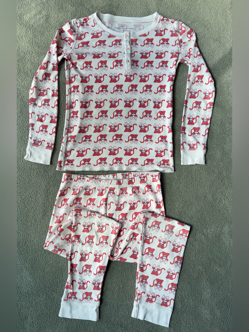 Roberta Roller Rabbit Pink & White Fox Print Kids Pajama Set